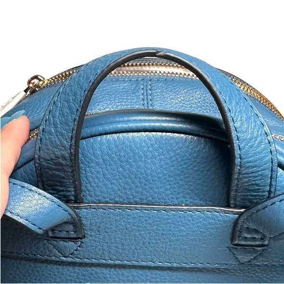 Michael Kors Rhea Zip Medium Leather DK Chambray Backpack with Tag - Picture 7 of 16